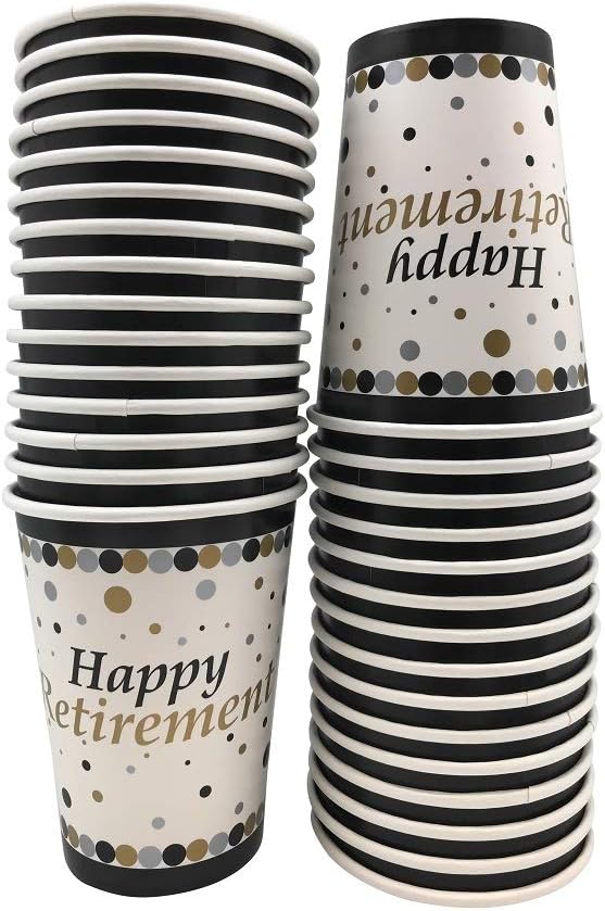 Serves 30 Happy Retirement Complete Party Pack 9 Dinner Paper Plates