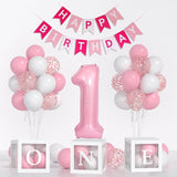 Baby Girl First Birthday Decorations Pastel Pink White Balloons 40