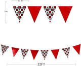 32Ft Casino Party Decorations Red Black Banner Triangle Flag Fabric