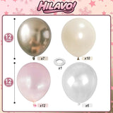 Dusty Pink and Gold Balloon 12 Inch Double Stuffed Pearl Pastel