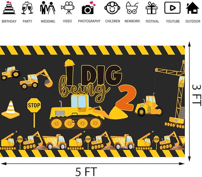 162 Pcs Construction 2nd Birthday Party Supplies Dump Truck Two