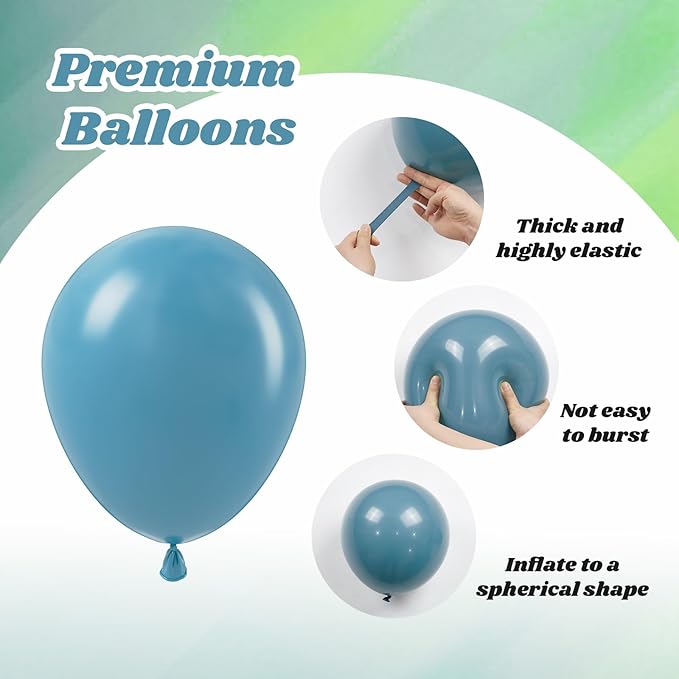 60pcs Blue and Green Balloons - Sage, Dusty Blue, Pastel Green, Nude
