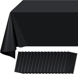 16 Pack Black Plastic Tablecloth for Rectangle Tables, Premium