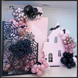 Halloween Balloon Arch Garland Kit Black Pink Rose Gold Spider Foil