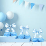 Blue Bow Baby Shower Centerpieces – 12PCS Coquette Honeycomb Table