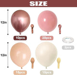 Retro Blush Pink Balloons, 60 Packs 12 Inch Dusty Pink Metallic