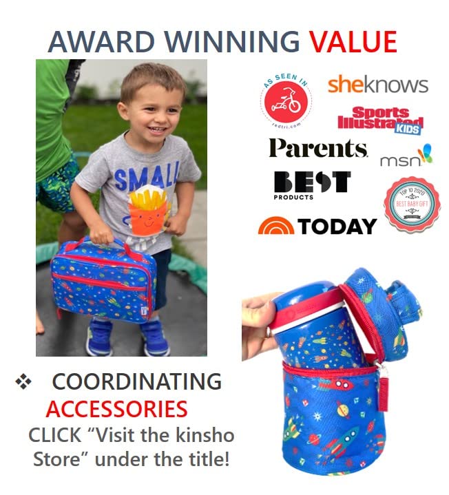 kinsho Bento Lunch Box, Water Bottle, Ice Pack Set For Kids Toddlers,