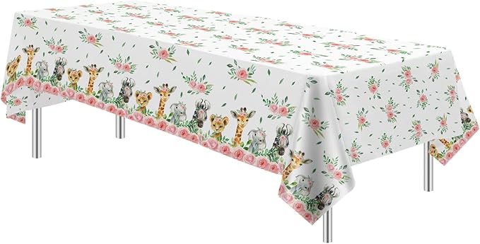 Safari Tablecloth for Girls Disposable Jungle Party Tablecover