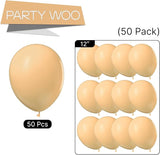 PartyWoo Nude Balloons 50 pcs 12 Inch Beige Apricot Cream Boho Latex