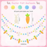 Easter Decorations Bunny Rabbit Banner Pastel Rainbow Pom Pom