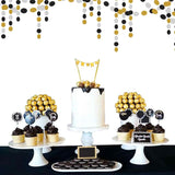 Silver Black Gold Party Decorations - 52Ft Paper Streamers Garland