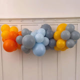 Construction Theme Balloons 12 inch Orange Yellow Dusty Blue Latex