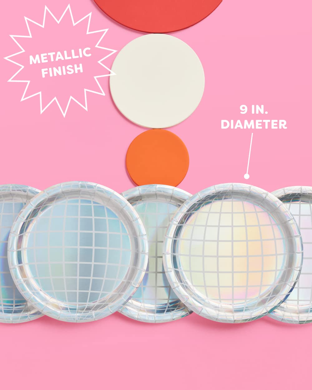 xo, Fetti Disco Ball Paper Plates - 25 pk, 9" | Bachelorette Party