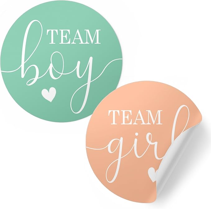 Mint or Peach Gender Reveal Party Team Boy or Team Girl Stickers