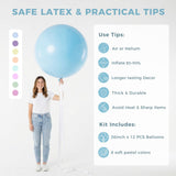 LovesTown 12 PCS Pastel Large Macaron Balloons, 36 Inch Multicolor