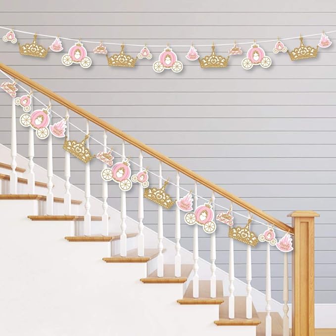 Big Dot of Happiness Little Princess Crown Pink and Gold