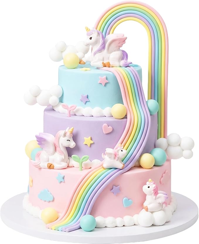 17Pcs Rainbow Unicorn Cake Toppers Unicorn Birthday Cake Decorations