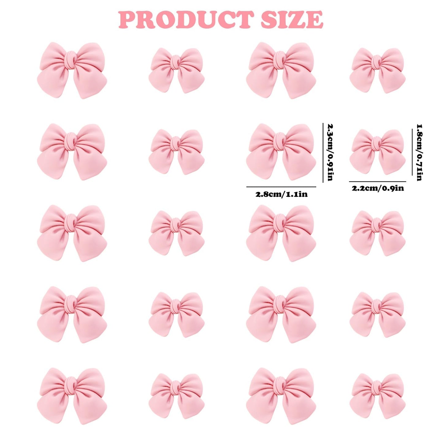 20Pcs Pink Bow Cupcake Decorations, Bow Cake Topper Supplies, Pink Bow