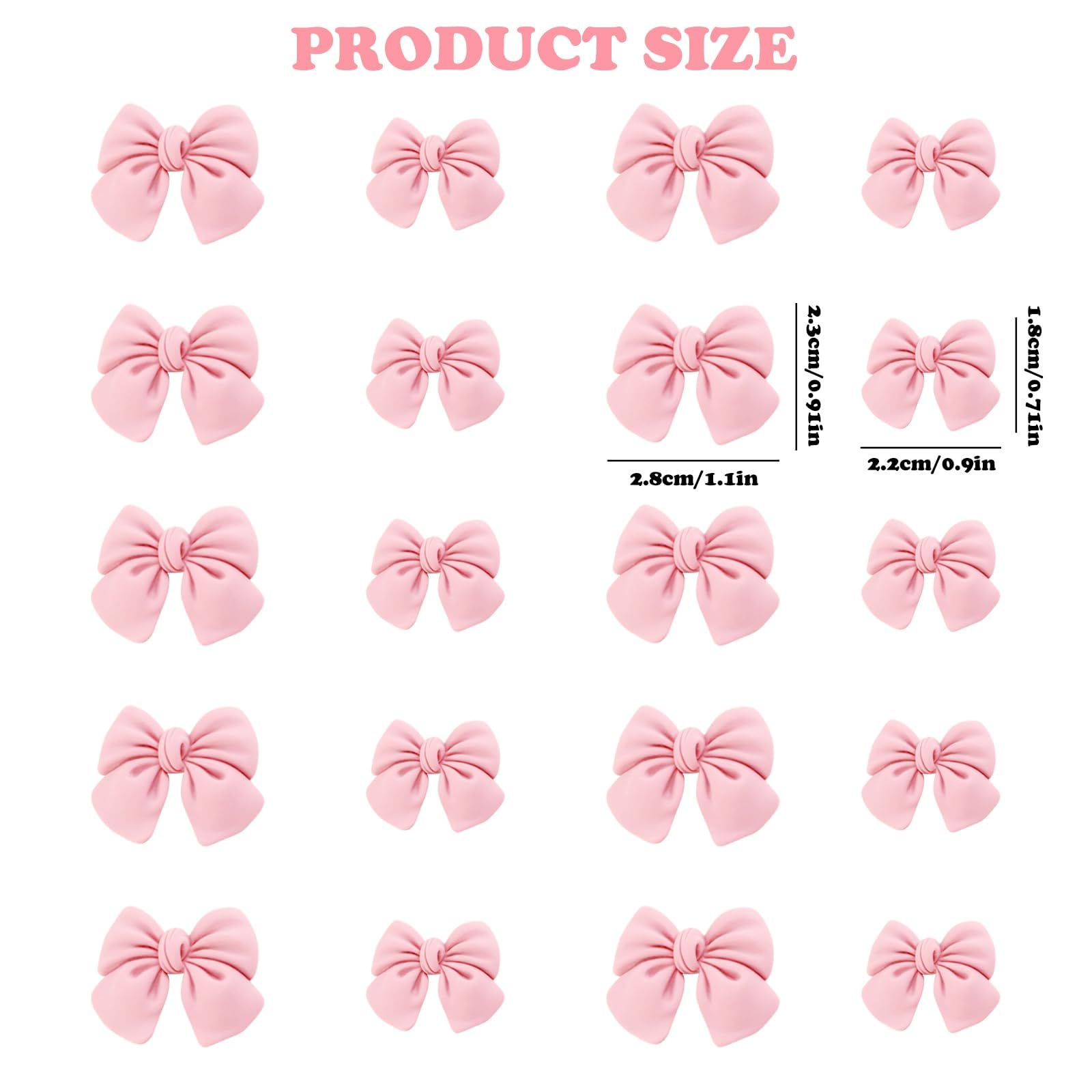 20Pcs Pink Bow Cupcake Decorations, Bow Cake Topper Supplies, Pink Bow
