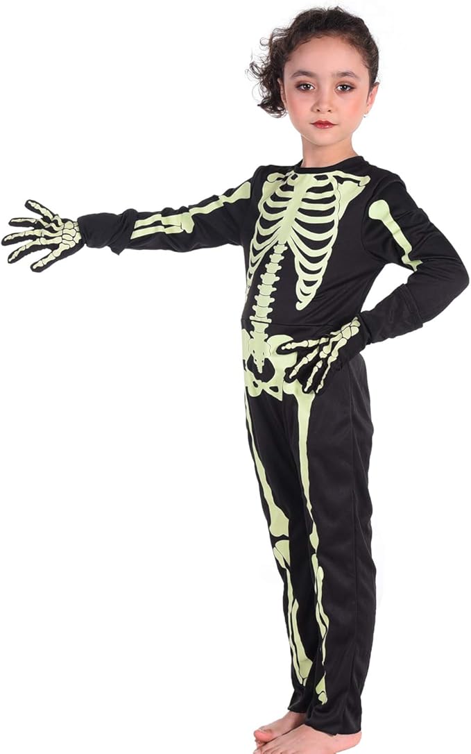 4T Toddler Skeleton Costumes Kids Halloween Skeleton Costume Glow in