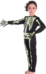 Kids Halloween Skeleton Costumes Glow in The Dark White Bones