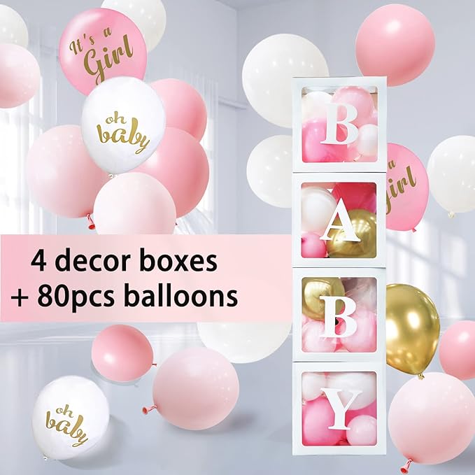 Baby Shower Decoration For Girl Pink Gold Balloons And It's A Girl