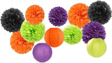 Black Orange Purple Green Halloween Party Decorations 15PCS Paper