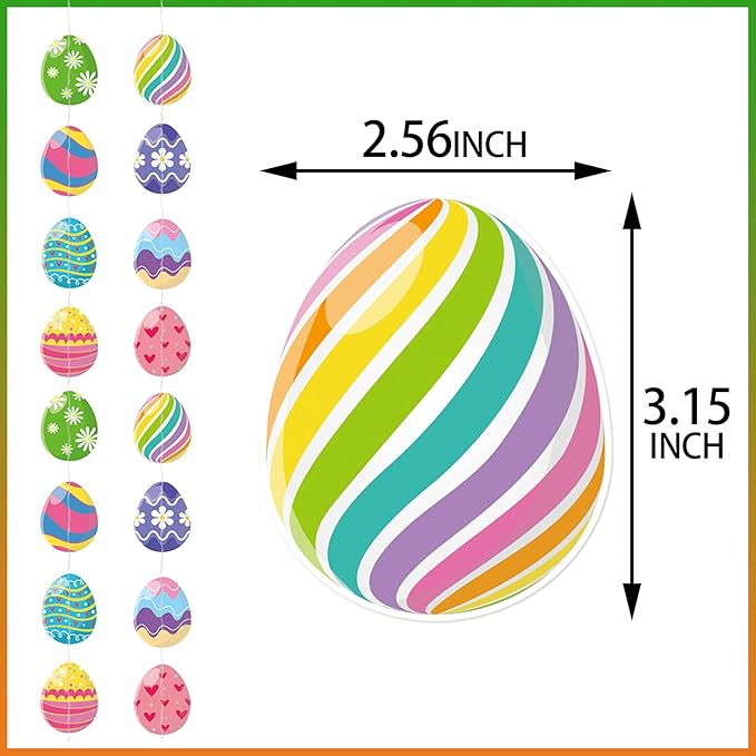 Easter Egg Party Decoration Garland 8pcs Pastel Rainbow Spring