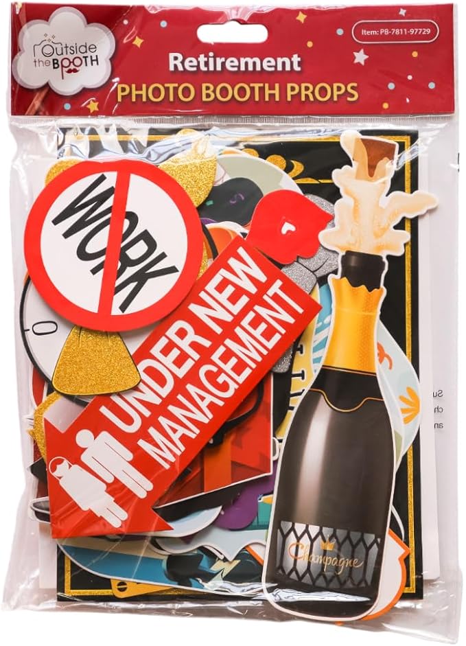Retirement Photo Booth Props 41 pc Photobooth Kit with 8 x 10 Inch