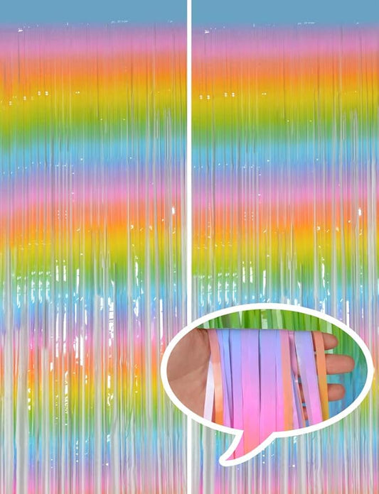 Melsan Pastel Tinsel Backdrop for Easter Decorations, Macaron Rainbow