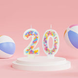 20th Birthday Candle for Cake, Colorful Macaron Numeral Candles for Bo