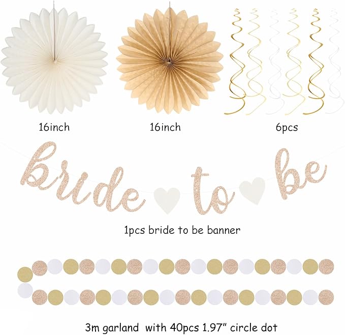 Champagne Gold Beige Fall Boho Bachelorette Party Decorations 21pcs