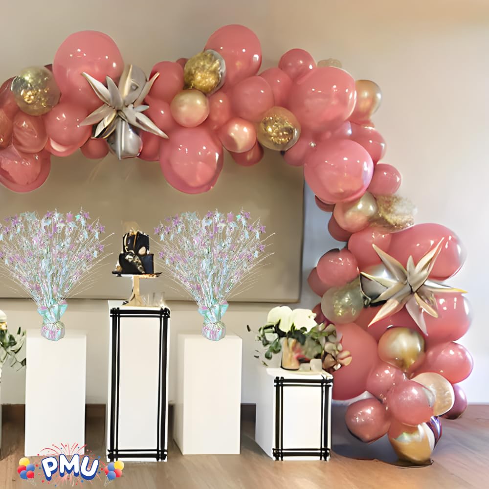 PMU 6 Pack Bursting Star Metallic Foil Spray Centerpiece- Opal