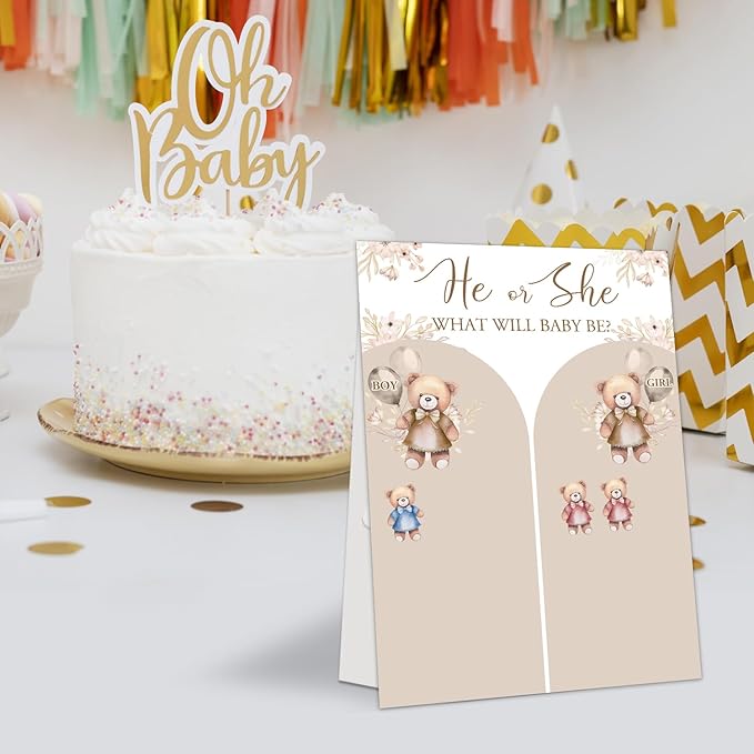 Gender Reveal Party Games Bear Theme Baby Gender Reveal Voting Board