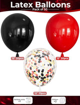 Red and Black Balloons - 12 Inch Red Black Latex Balloons Glitter