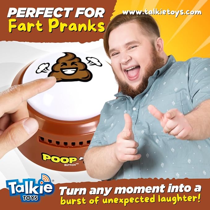 Talkie Toys Products Poop Button - Lights Up and Plays 20 Funny Fart