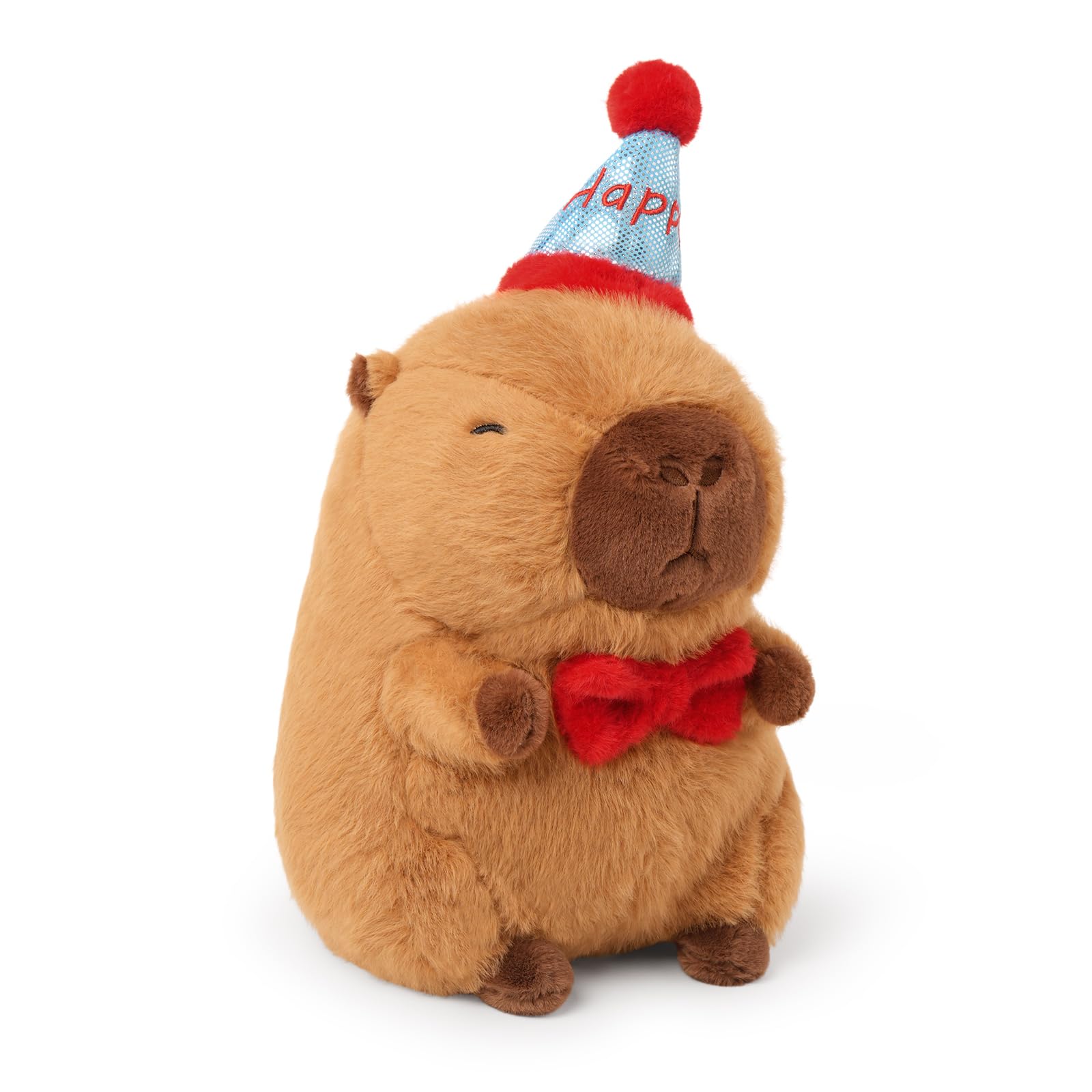 Ditucu Cute Capybara Plush with Happy Hat Red Bow Soft Capybara