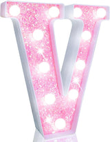 Pooqla LED Marquee Letter Lights, Light Up Pink Letters Glitter #16