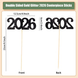 12 Pieces Glitter 2026 Centerpiece Sticks Black Double Sided 2026