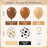 Brown Western Balloons, Brown Nude Gold Confetti Cow Print Latex
