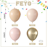 White Sand Gold Balloons,12 Inch Double Stuffed Boho Balloons and