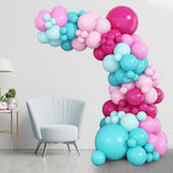 Hot Pink and Teal Blue Balloon Arch Garland Kit, Rose Red Teal Blue