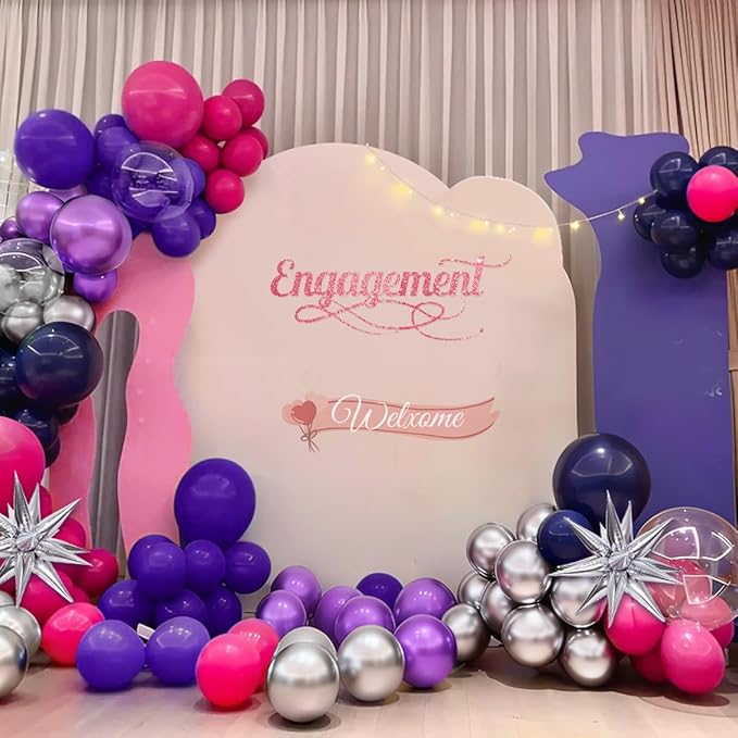 MEBAY Hot Pink Purple and Nave Blue Baloon Garland Arch Kit, 141Pcs