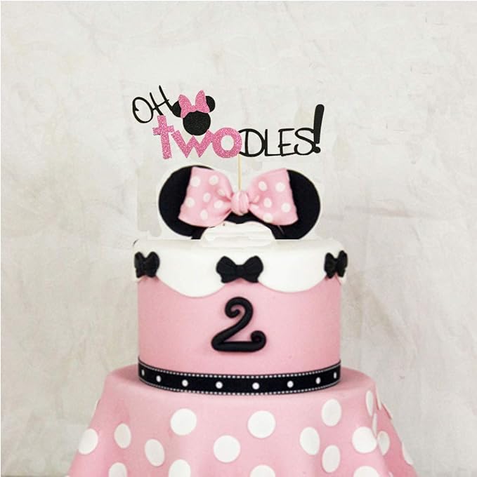 Oh Twodles Balloons Pink Second Birthday Cake Topper 2nd Banner