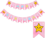 Pink Princess Party Supplies 8.2ft Happy Birthday Banner Signs Pink