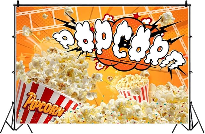 Popcorn Backdrop Movie Night Photography Background Carnival Cinema