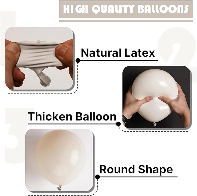 PartyWoo White Sand Balloons 50 pcs 5 Inch Small Mini Beige Cream