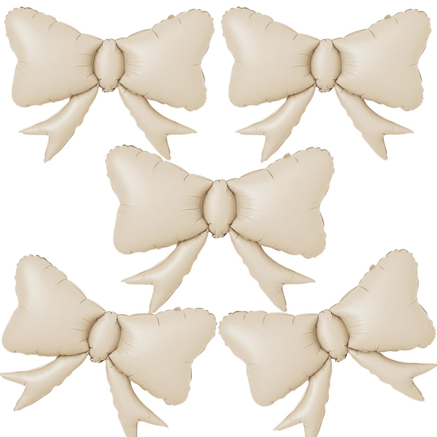 5pcs White Bow Balloon, Cream White Bows Balloons, Ivory Giant Bow