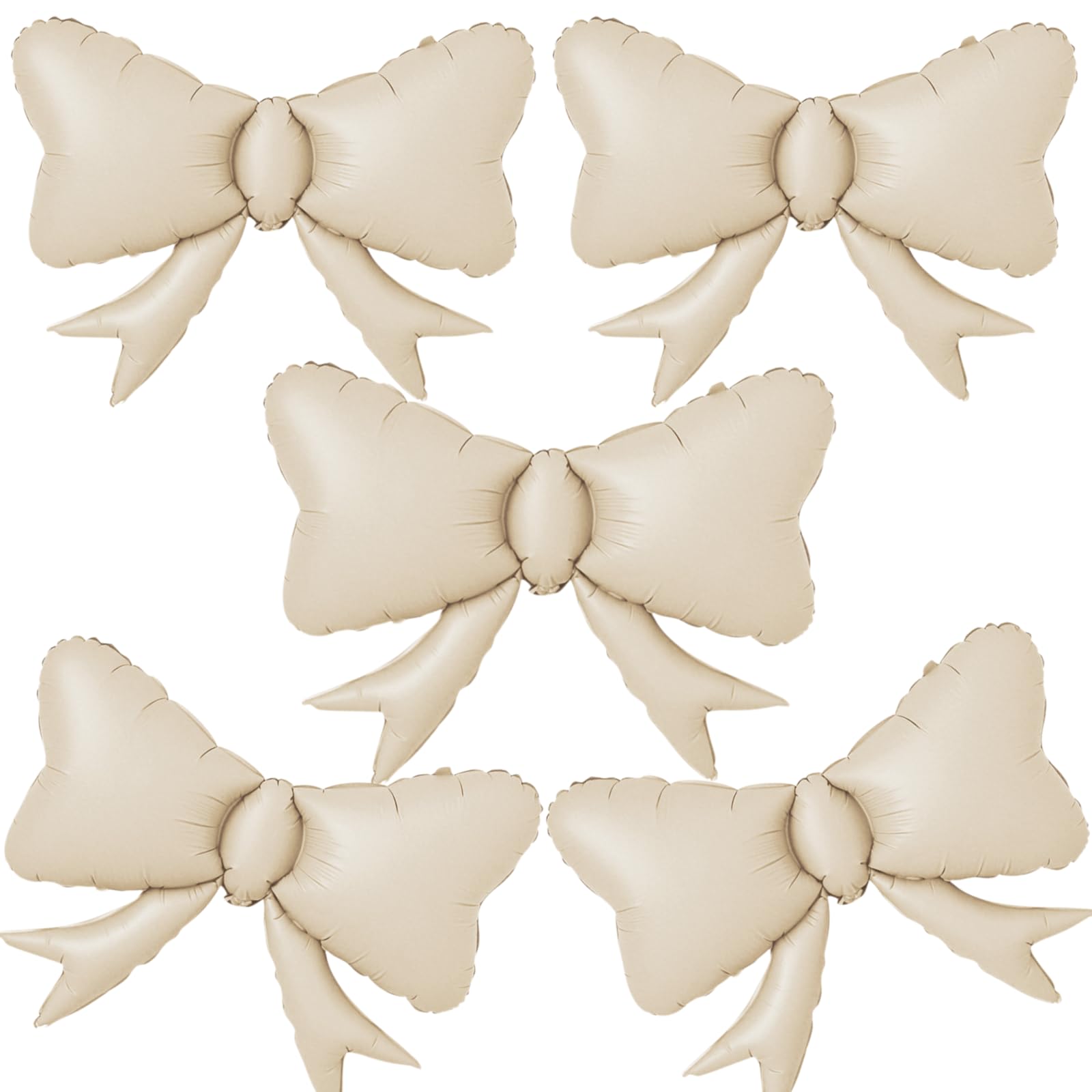 5pcs White Bow Balloon, Cream White Bows Balloons, Ivory Giant Bow