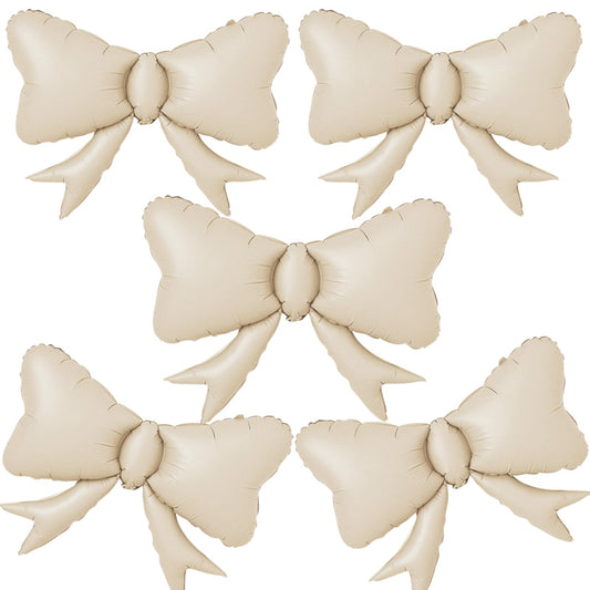 5pcs White Bow Balloon, Cream White Bows Balloons, Ivory Giant Bow